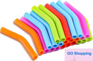 All-match Silicone Straw Elbow Wide Stainless Steel Reusable Cover Soft Drink Tip for OD Straws Juice Coffee Milk Multicolor -6 8mm