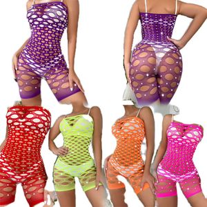Seksi Rhinestone Bodysuits Bodytocking erotik iç çamaşırı egzotik kutup dans giyim Rave iç çamaşırı porno tulumlar Teddies kadın