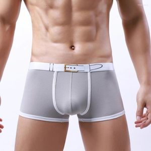 Underpants Boxer Briefs Men Underwear Mesh Breathable Bulge Pouch Sexy Shorts U Convex Penis Big Panties Boxershorts