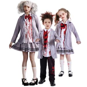 Traje de halloween feminino designer cosplay traje de halloween traje horror zumbi academia cinza estudante vampiro cosplay palco desempenho roupas zumbi