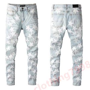 Jeans roxos Designer Jeans Mens Jeans Homens Joelho Skinny Straight Tamanho 28-40 Motocicleta Trendy Long Straight Hole High Street Denim Atacado 2 Peças 10% Off 14