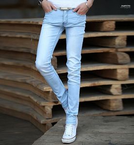 Men's Jeans Wholesale- 2023 Mens Light Blue Straight Denim Long Pants Fashion Men Brand Design Skinny 27-38 Lager Size Z926 Heat22