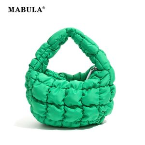 Borse da sera MABULA Mini Famle Puffer Tote Bag Borsa per cellulare a cerchio trapuntato Elegante pochette per chiavi imbottita in morbido nylon viola Borsa semplice alla moda