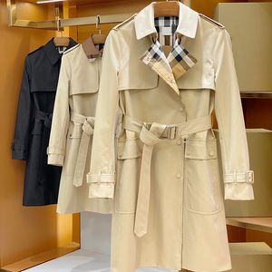 Designer Trench Classic Jacket Women British Style jednokierunkowy wodoodporny Wodoodporny Windbreaker Autumn Bawełna Płaszcz w kratę