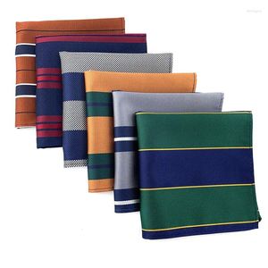 Bow Ties Fashion Versatile 25 25CM Pocket Square Thick Striped Polyester Handkerchief For Man Business Wedding Suit Accessories Wholesale