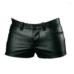 Men's Shorts Men Solid Color Casual Mens Short Vintage PU Leather Pants Spring Summer Fashion Punk Style Black For