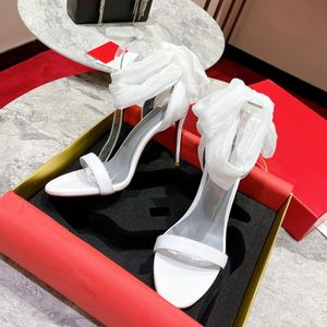 Designer de moda de alta qualidade feminino salto vermelho salto alto sandálias de sola de couro de luxo saltos finos incrustados chinelos de salto diamante 1-12 cm sapatos de festa de jantar H0488