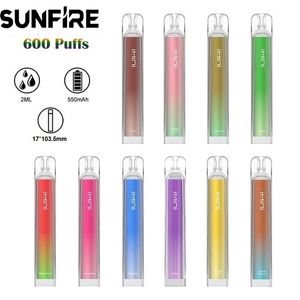 Partihandel engångsbruk 600 puffar bar vape penna led e-cigarett penna 2 ml rgb ljus glödande engångsvape med 0% 2% 5% nikotin förångare