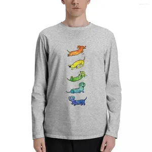 Men's Polos Watercolor Dachshunds Long Sleeve T-Shirts Man Clothes Anime T-shirt Plain White T Shirts Men