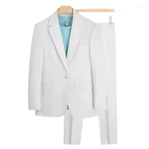 Przyjmowanie garniturów męskich Wysokiej jakości białe uczucie uczucia formalne swobodne garnitur dwuczęściowe zestawy Blazerów plus rozmiar S M L XL 2XL3XL 4XL 5XL
