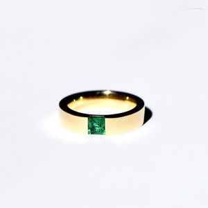 Wedding Rings Trendy Minimalist Couple For Women Men Emerald Zircon Golden Fashion Jewelry Aesthetic