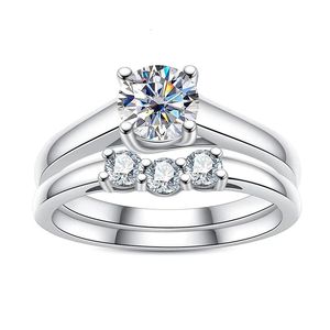 Bröllopsringar LESF 1 Karat Rund Diamond Wedding Ring for Women Engagement Present Trendy Jewelry 231021