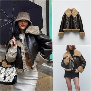 Женское пальто из искусственного меха, женский пиджак, толстая теплая кожаная куртка, женская уличная одежда, пальто на молнии, винтажная верхняя одежда, осенне-зимняя верхняя одежда 231023