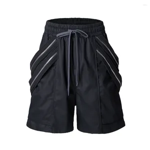 Herren-Shorts, High-Street-Taschen, weites Bein, Baggy-Kordelzug, Cargo-Y2K-Vibe-Stil, übergroße Fünf-Punkt-Hose, lockere lässige kurze Hose
