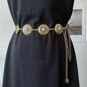 Belts Delicate Woman Prom Dress Belt Relief Turquoise Buckle Waist For Girls