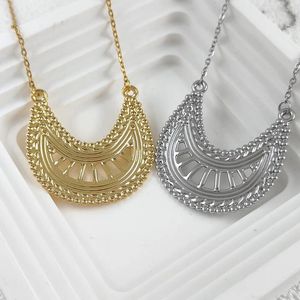 Hänghalsband trendig vintage månhalsband silver guld färg ihålig halvmåne för kvinnor mode smycken gåva