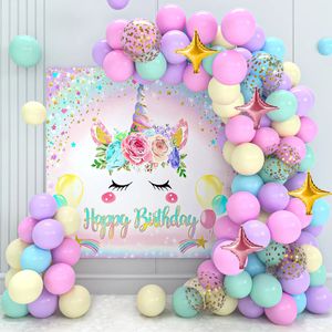 Decorazioni natalizie Unicorno Sfondo Palloncino Ghirlanda Arco Set Decorazioni per feste di compleanno Bambini Ballon Forniture per matrimoni Lattice Baby Shower 231023