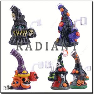 Bong unico Halloween Emozionante Bong in vetro 3d Pipa ad acqua artigianale Perc Olio Dab Rig Beaker Bong 14mm Tubo al quarzo collegato Spedizione gratuita