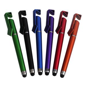 Multifunktion Universal Capacitive Stylus Pen 3 i 1 Mobiltelefonhållare Stand Touch Pens för smarttelefon mobiltelefon surfplatta 12 ll