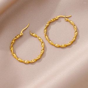 Brincos de argola torcidos para mulheres cor dourada aço inoxidável 2023 tendência em piercing estético joias de orelha aretes