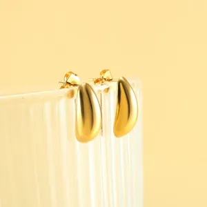 Hoop Earrings Gold Color Silver Crescent Moon Plantain Fashion Stainless Steel For Women Paired Party Free Shopping