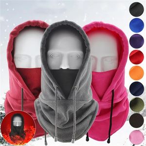 Cycling Helmets Thermal Fleece Balaclava Hat Hooded Neck Warmer Face Mask Outdoor Winter Skiing Sport Men Masked Caps 231023