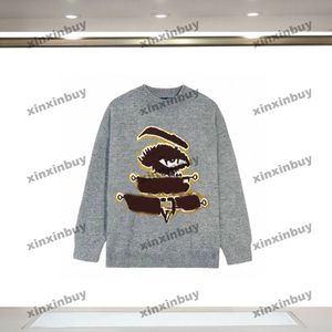 Xinxinbuy Men Designer Hoodie Sweatshirt Eyes Letter Jacquard Long Sleeve Women Black Red XS-2XL