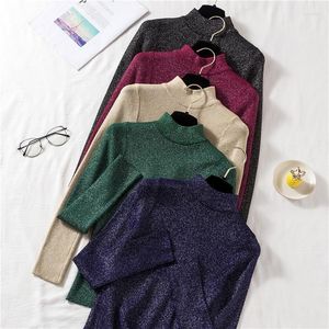 Женские свитера, женская полуводолазка, женский яркий шелковый свитер-футляр, 2023, осенне-зимний свитер, женский вязаный джемпер