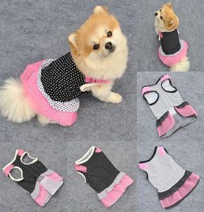 Party Apparelsummer Pet Dog Polka Dot Tutu Dress Puppy Silk Lace Clothes XSL Party Apparel 1184351