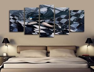 Only Canvas No Frame 5pcs Japanese Anime Black Rock Shooter Wall Art HD Print Canvas Painting Fashion Hanging Pictures Room Deco3650043
