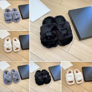 2024 Designer Women Slippers Bedroom Home wool Slides Classic Luxury Fur Fluffy Furry Warm letters Sandals Autumn Winter Warm Slides cotton Flat Scuffs