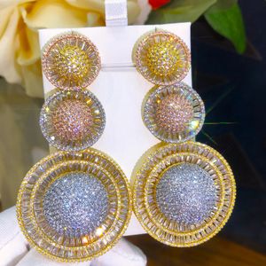 Stud Missvikki Luxury Gorgeous Round Big Earrings for Women Bridal Wedding Daily Party Show Earring Jewelry Gift Top Quality 231023