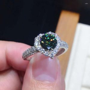 Klusterringar yangfx silverfärg full diamant åtta hjärtan pilar imitation blå grön mosang öppen ring kvinnliga smycken