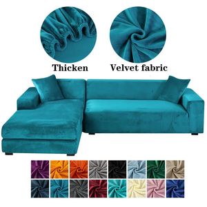 Stol täcker Seikano Velvet Sofa Elastic Couch Cover Tjocken Stretch Slipcover för vardagsrum 23 Sitsfåtölj L -formade fall 231023