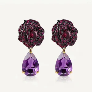 Stud Earrings GEM'S BALLET Handmade Design Jewelry Real 925 Sterling Silver Gothic Rose For Women Anniversary Gift