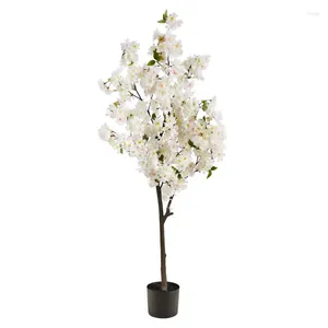 Fiori decorativi Albero artificiale del fiore di ciliegia in fioriera di plastica