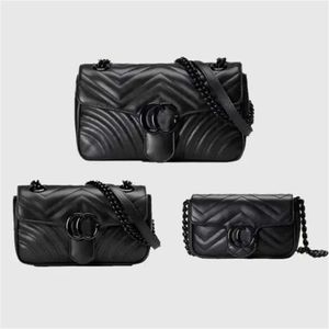 디자이너 가방 핸드백 Marmont Shouther Bags 여성 패션 크로스 바디 체인 하트 봉투 검은 클래식 고전 가죽 토트 가방 3 크기 일련 번호