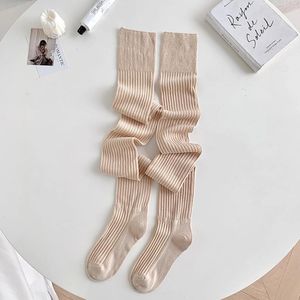 Women Socks 2024 Autumn Spring Lår High Boot Extra Long Solid Color Stockings Over Knee