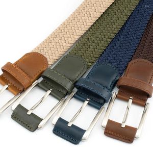 Belts Creative No-hole 100cm Elastic Braided Nylon Bands Zinc Alloy PU Buckle Women's Fashionable Casual