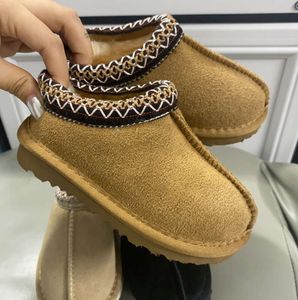 Australien barn småbarn tasman ii tofflor tazz baby skor kastanj päls glider fårskinn skjuling klassisk ultra mini boot vinter mules slip-on mockes tossor yi707