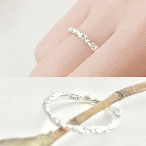 Anéis de cluster 925 prata esterlina aberto para mulheres irregular anel fino ins minimalista simples jóias bijoux aniversário acessórios diários