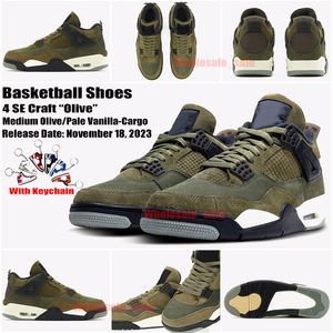 2023 Reimagined Bred 4 SE Craft Olive Basketball Shoes Jumpman 4s Medium Olive Pale Vanilla Cargo Khaki Black Sail Neon Pink Mens Womens Trainers Sneakers