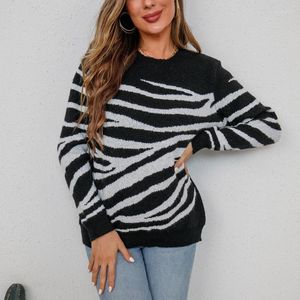 Suéteres femininos femininos grandes listrados suéteres de manga comprida pulôver de malha tops mulheres outono inverno modelado oversized casual