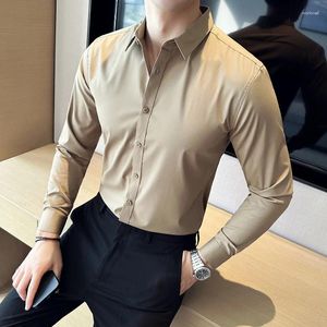 Men's Casual Shirts Fashion Business English Gentleman Work Korean Version Of All Classic Solid Color Social Style Shirt