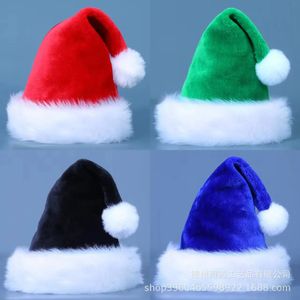 Beanie/Skull Caps Plush Christmas Hats Red Blue Green Black Santa Claus Hats vuxna och barnhattar Juldekorationer Lyckligt nytt år 2024 231023