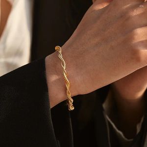 Link pulseiras estilo europeu e americano design geométrico jóias pulseira para mulheres retro moda abertura de aço inoxidável ajustável