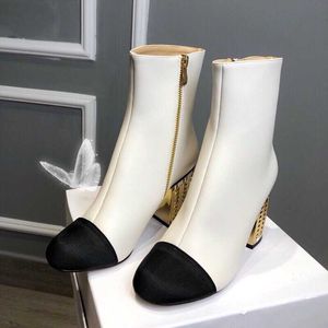 Outono e inverno novas botas curtas de salto alto estilo Elite Court