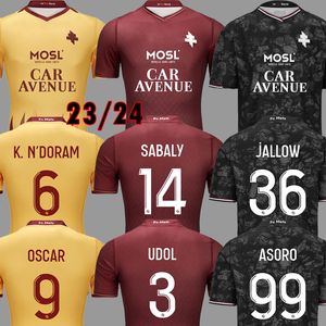 Maillots 23 24 FC METZ Camisas de futebol SABALY MAZIZ 2023 2024 ASORO JALLOW GUEYE JOSEPH NIANE HOME DANLEY ELISOR CAMISAS DE FUTEBOL maillot de foot