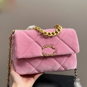 Designer-Damenmode, rosa Umhängetasche, Samt, klassisches Diamant-Plaid-Geldbörse, goldfarbene Metallteile, Matelasse-Luxushandtasche, Trend, vielseitige Outdoor-Geldbörse, 25 x 16 cm