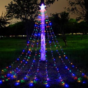 LED 5 포인트 스타 폭포 끈 라이트 야외 정원 램프 홈 파티 크리스마스 장식 매달린 조명